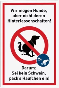 Aufkleber Hinweis "Hundekot mitnehmen" Schild Folie rot/weiß | Größe wählbar - Bild 1 von 1