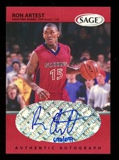 1999 Sage Rookie Auto Ron Artest #/699 Red Card No #A1