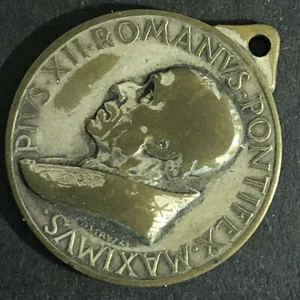 Vintage 22mm 4gm PIVS XII ROMANVS PONTIFEX MAXIMVS Anhänger/Medaille/Medaille  - Bild 1 von 4