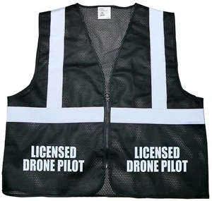 Chaleco de seguridad piloto de drones con licencia, negro, diseño reflectante, chaleco de alta visibilidad - Imagen 1 de 5