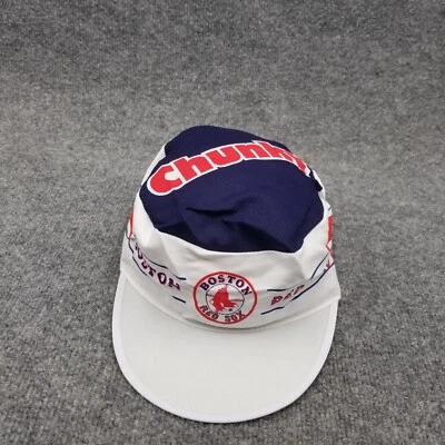 Vintage Boston Red Sox Painters Hat Cap White Blue One Size Nestle Chunky 80s - Image 1 of 4
