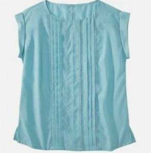NWT JASON WU FOR TARGET PLEATED BLOUSE WITH TRIM BLUE SIZE M - Picture 1 of 3