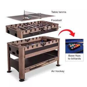 Multi Game Table - 4 In 1 Air Hockey - Foosball - Pool Table and Table Tennis - Picture 1 of 10