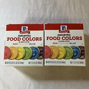 Lot of 2 McCormick Assorted Food Coloring Egg Dye Red Yellow Blue .5 oz each FS! - Picture 1 of 6