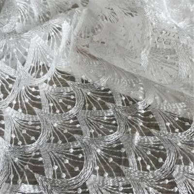 Chic Geometric Scalloped Embroidery Lace Fabric DIY Wedding Veil Dress 51" Wide - Image 1 of 4