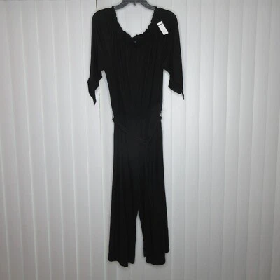 Mono corto para mujer Lauren Ralph Lauren con hombros descubiertos negro L B70 Foto 1 de 4