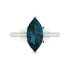 14K White Gold Solitaire Engagement Ring, 2.5 ctw Natural London Blue Topaz - Picture 1 of 11