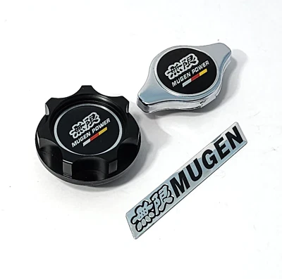 RADIATOR CAP + BK OIL CAP FOR MUGEN INTEGRA RSX CIVIC EG6 EK9 ACCORD SI CRV EM1 - Image 1 of 4