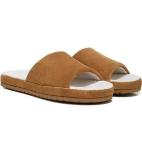 $225 - VINCE Kalina Tan Suede Indoor/Outdoor Slide Sandals Size 6 - Picture 1 of 7