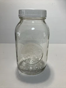Vintage Golden Harvest Mason Canning Clear Jar Quart Size Anchor Hocking USA - Picture 1 of 6