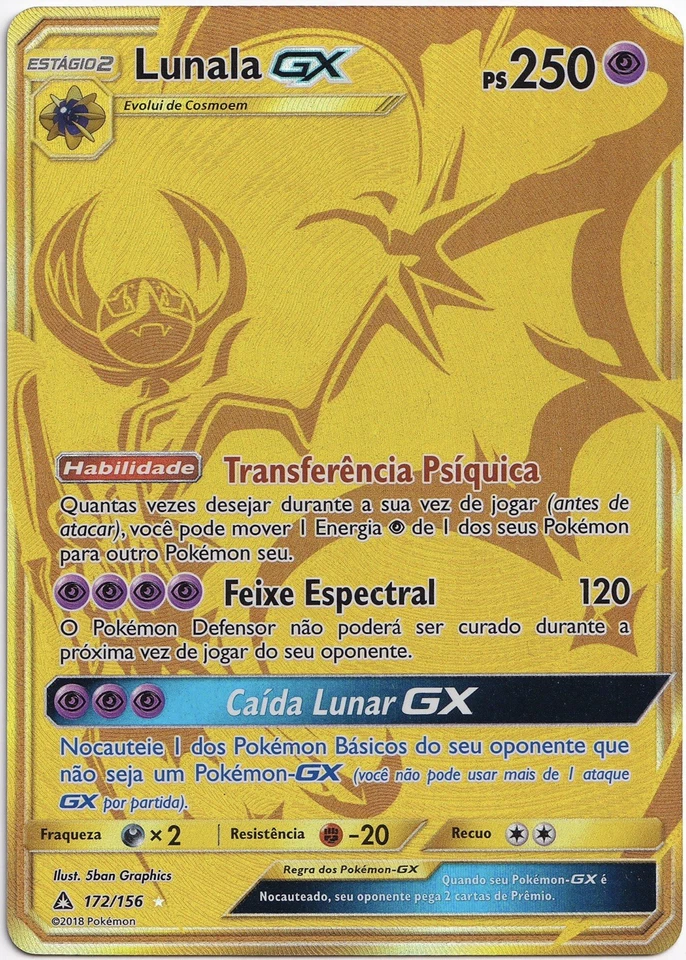 Pokémon Lunala GX Gold Secret Rare Ultra-Prism 172/156 NM Spanisch - Bild 1 von 1