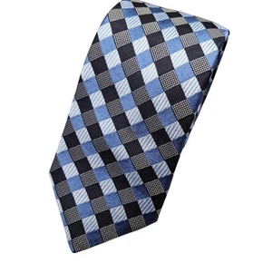 Ted Baker London Blue Check Woven Silk Necktie 60"L x 3.5"W Office Luxury - Picture 1 of 10