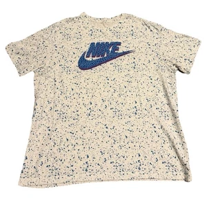 Nike Retro Athletic Cut Speckled Big Swoosh Graphic Size XL White/Blue T-Shirt - Picture 1 of 8