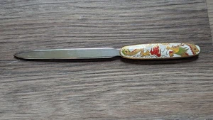 Vintage Cloisonne Letter Opener With Dragon Green Red Gold Vivid Colors 7.5” - Picture 1 of 3