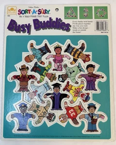 VTG Golden Books Frame-Tray Puzzle Sort-A-Silly Mix 'n' Match Busy Buddies 10830 - Picture 1 of 4
