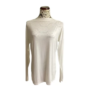 Vince U-Boot Neck Langarmshirt Gr. L Weiß Neu mit Etikett - Bild 1 von 6