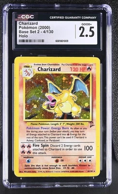 CGC 2.5 Charizard 2000 Base Set 2 4/130 Holo Pokemon Card - Image 1 of 2