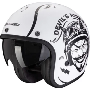 Scorpion Motorcycle Helmet Belfast Evo Romeo Jet Vintage White-Black Matte - Picture 1 of 3