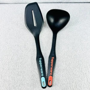 Tupperware Chef Series Utensils Ladle and Spatula Turner Plastic Black - Picture 1 of 7