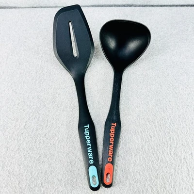 Tupperware Chef Series Utensils Ladle and Spatula Turner Plastic Black - Image 1 of 4