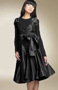 Diane von Furstenberg Sue Park 495 $ schwarz Seide Taft Schleife ausgestellt Kleid Größe 4 - Bild 1 von 12
