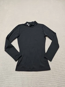 Under Armour Shirt Youth XS Black Compression Long Sleeve Mock Neck - Picture 1 of 6