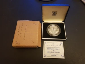 1986 Prince Andrew & Sarah Ferguson Wedding Silver Proof Medal / Coin + Case COA - Picture 1 of 11