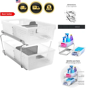 Multi-Purpose 2 Tier Organizer Storage Baskets Dividers Clear Plastic - Picture 1 of 11