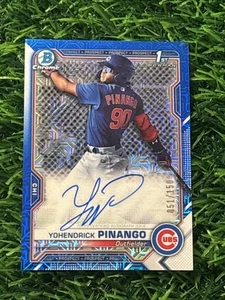 2021 Bowman Chrome Yohendrick Pinango Blue Choice 1st Auto /150 Blue Jays Cubs - Picture 1 of 2