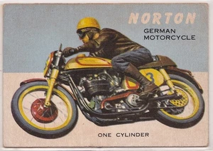 Vintage Norton Motorcycle "One Cylinder" #7 Topps World on Wheels Trading Card - Bild 1 von 2