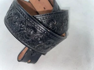 Vintage 70er NEU Herren 42 36 34 verziert schwarz Leder Cowboy Western Burton Gürtel - Bild 1 von 19