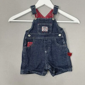 Vintage OshKosh B’gosh Baby Overalls 3-6 Months Blue Short Denim Romper Bib - Picture 1 of 12