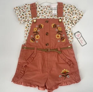 Conjunto de Jersey Little Lass Niñas 2 Piezas Bordado Floral Talla 4T Nuevo con Etiquetas Marrón Otoño - Imagen 1 de 4