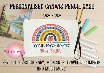 GIFT ME PRETTY Teacher Gift Pencil Case Thank You Nursery Teaching Assistant Christmas Rainbow