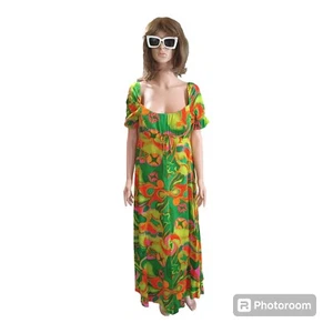 Vintage Mid-Century MOD 1960er Sirena California Maxikleid hawaiianisch psychedelisch M/L - Bild 1 von 23