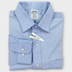 $118 Camisa de Vestir Brooks Brothers Para Hombres 16 1/2-2/3 Azul Sólido Sin Planchar Todo Algodón - Imagen 1 de 14