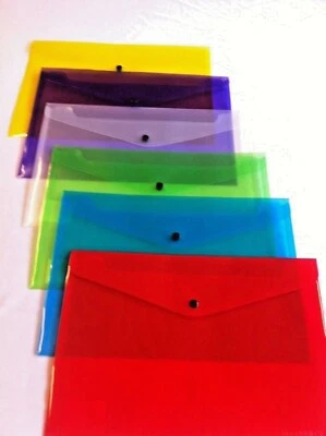 A4 Plastic Stud Closing Document Wallets Files Folders Choice of Colour - Image 1 of 4