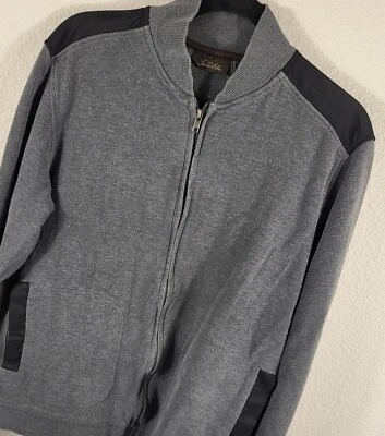 Tasso Elba Mens Sweater Jacket XL Gray Full Zip Long Sleeve Cotton Mock Neck  - Image 1 of 4