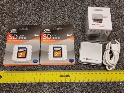 2 x 2GB SD MEMORY STORAGE CARDS USB MULTI READER BRAND NEW SEALED Job Lot Camera - Image 1 of 4