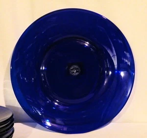 Nuevo con etiquetas Lote de 6 piezas vintage "Dalzell" de Viking Glass 8" PLATOS DE ALMUERZO ~ AZUL COBALTO ~ ¡EX! - Imagen 1 de 6