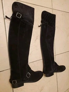 Nuevo: BELSTAFF OVERKNEE gamuza negro zapatos de diseño botas talla 37 - Imagen 1 de 13