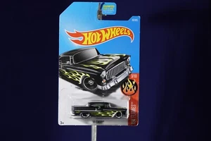 2016 Hot Wheels Black/Green Flames '55 Chevy HW FLAMES 83/365 - Picture 1 of 1