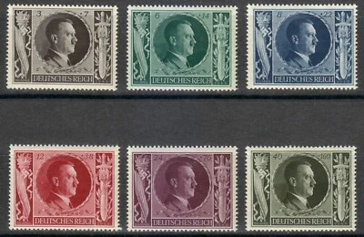Germany 1943 MNH Mi 844-849 Sc B231-B236 Adolf Hitler , Nazi Sword ** - Image 1 of 2