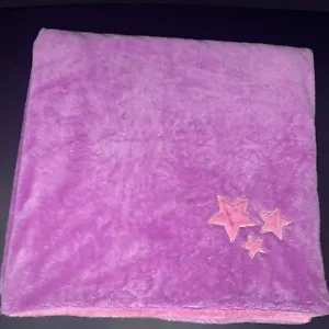 Animal Adventure Pink Purple Baby Blanket 3 Embroidered Stars Plush Fleece Lovey - Picture 1 of 4