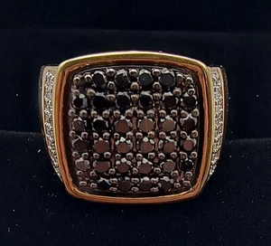 10k Yellow Gold Black Diamond Men's Ring - Picture 1 of 3
