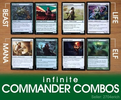 Set 4 Different Commander Infinite 2 Card Combos *Magic MTG* (Green White) - Image 1 of 4