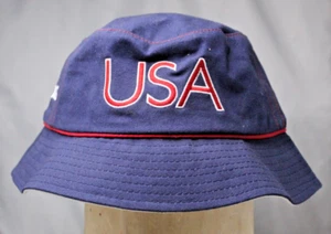 USA Olympic Dark Blue Bucket Hat Cap Roots Official Product Size M 100% Cotton - Picture 1 of 8