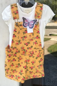Mädchen Set Gr. 5 Btween gelb Blumen Overall Shortall & weiß Top 2-teilig Outfit 010 - Bild 1 von 8