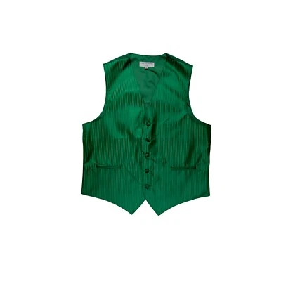New Men's Tuxedo Vest Waistcoat Vertical Stripes only prom party Emerald Green - Image 1 of 2