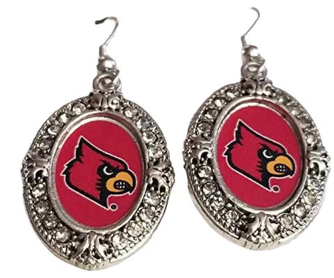 47286 Louisville Cardinals Crystal Lacy Oval Rhinestone Pendant Earrings Cover